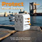 TESSAN Universal Travel Adapter Worldwide with 2 USB C and 2 USB A Ports