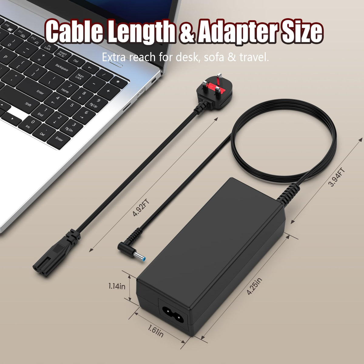 90W Laptop Charger Compatible with HP EliteBook Probook Pavilion Compaq