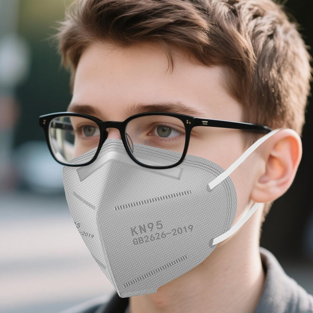 LEMENT 50pcs KN95 Face Mask Black 5-Layer Filter≥95% Cup Dust Safety Masks