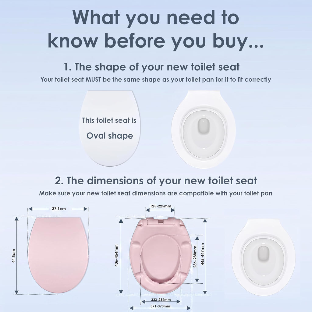 AQUALONA® Premium Thermoplastic Toilet Seat Soft Close Hardwearing Seat with Two Button Hinge Release D Shaped Easy to Clean Simple Installation Top and Bottom Fittings (Blue - D Shape)