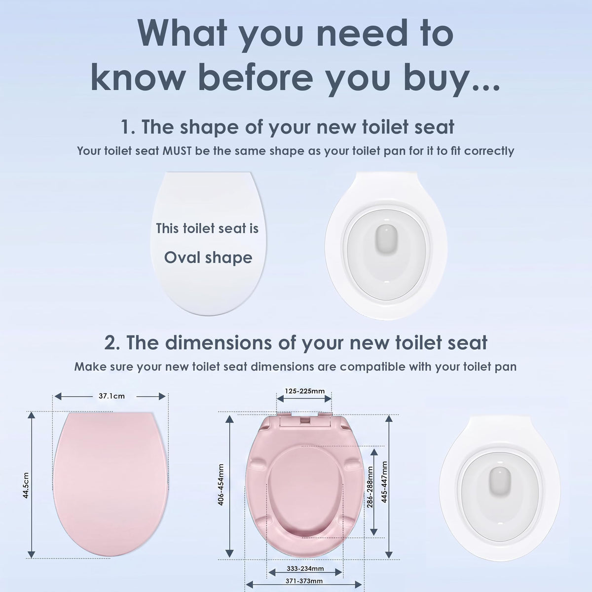 AQUALONA® Premium Thermoplastic Toilet Seat Soft Close Hardwearing Seat with Two Button Hinge Release D Shaped Easy to Clean Simple Installation Top and Bottom Fittings (Blue - D Shape)