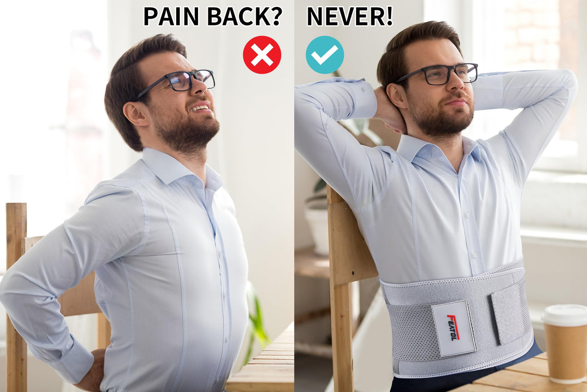 FEATOL Back Brace for Men & Women, Lower Back, Sciatica Pain Relief