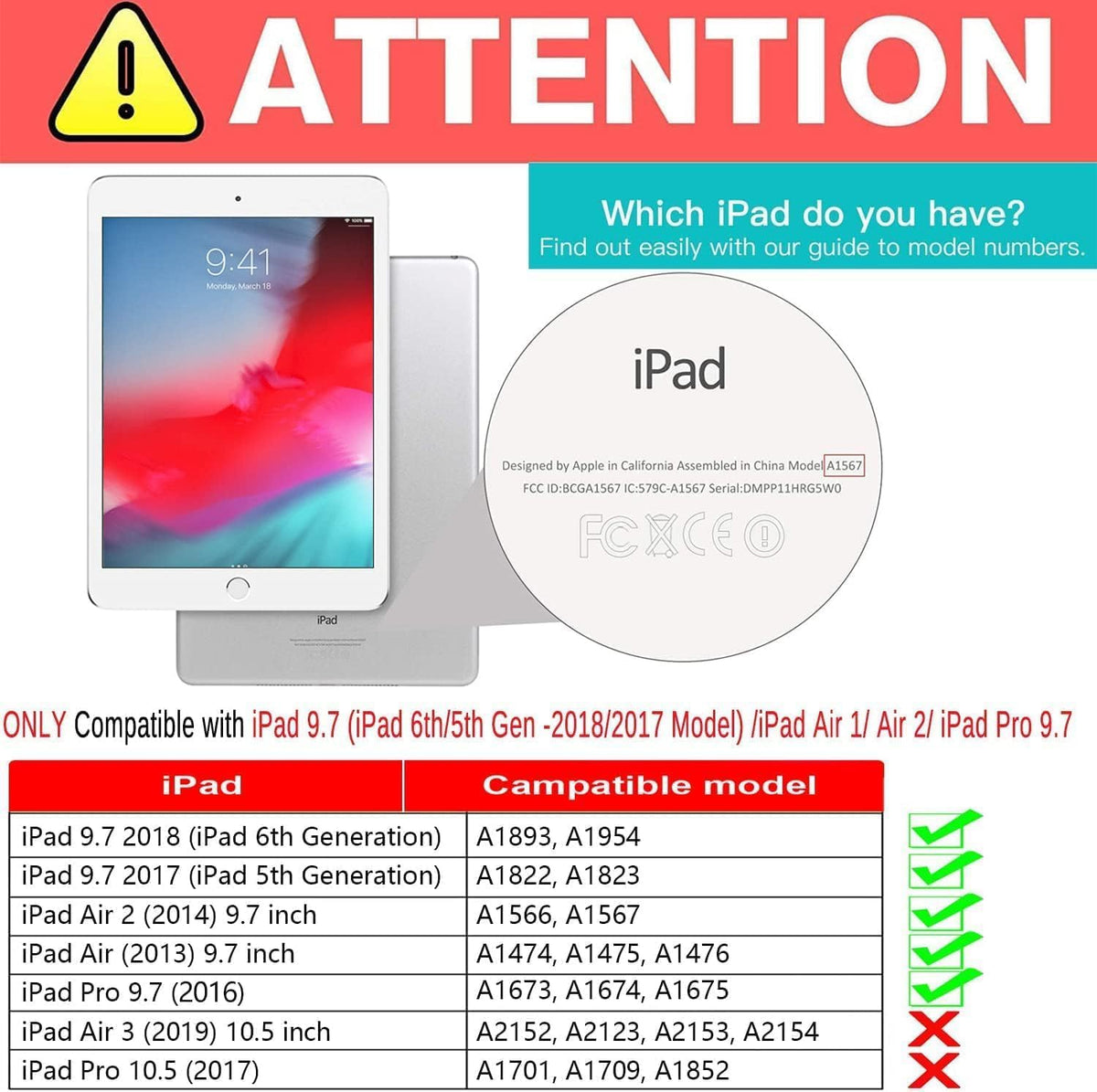 Screen Protector for iPad 9.7 (iPad 6th/5th Gen, 2018/2017), 3-Pack