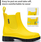 DRECAGE Wellies Boots Women Waterproof Short Chelsea Fashion Ladies Comfortable Rain Boots Outdoors Garden Walking