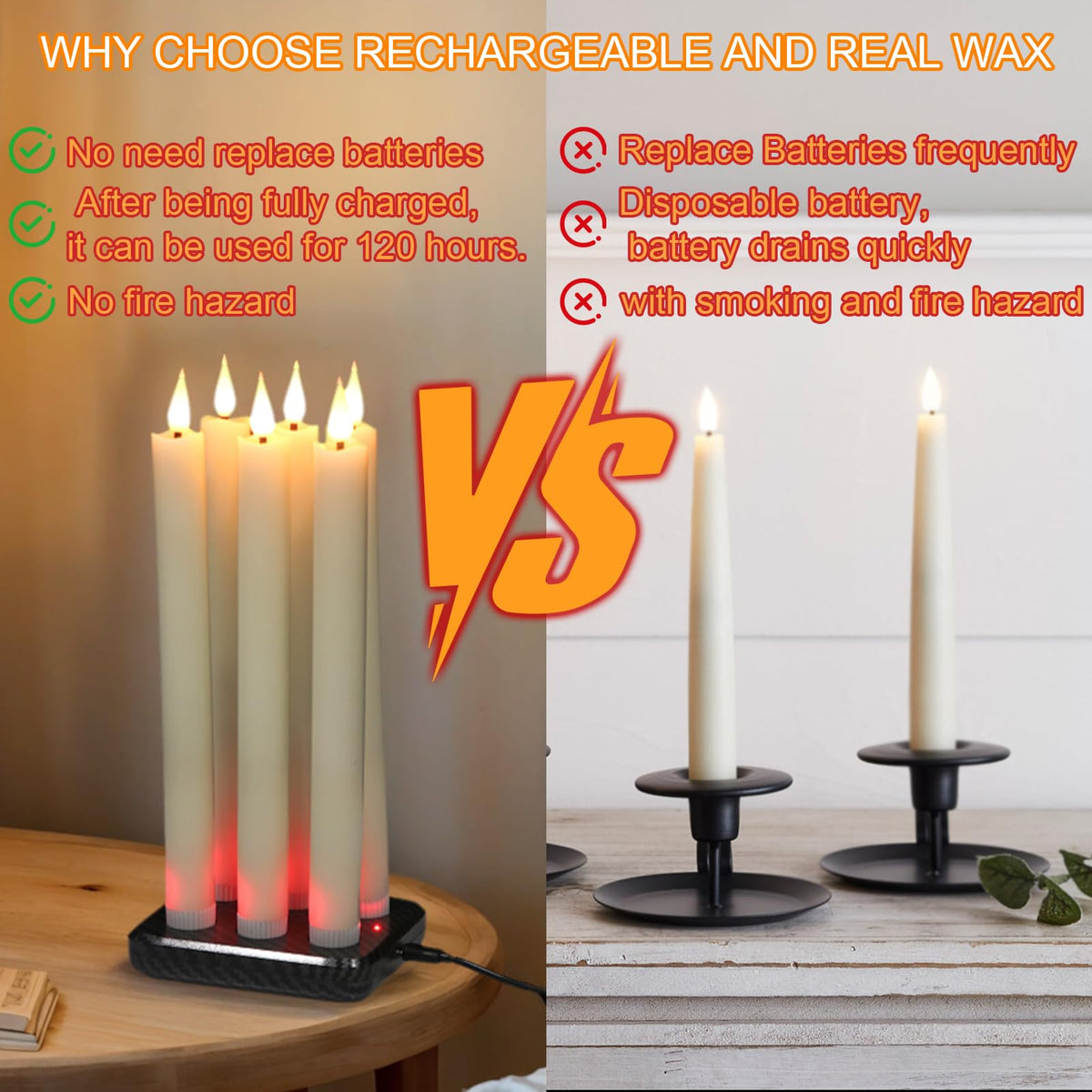 GenSwin Christmas Tree Flameless Taper Candles candlesticks Remote Timer