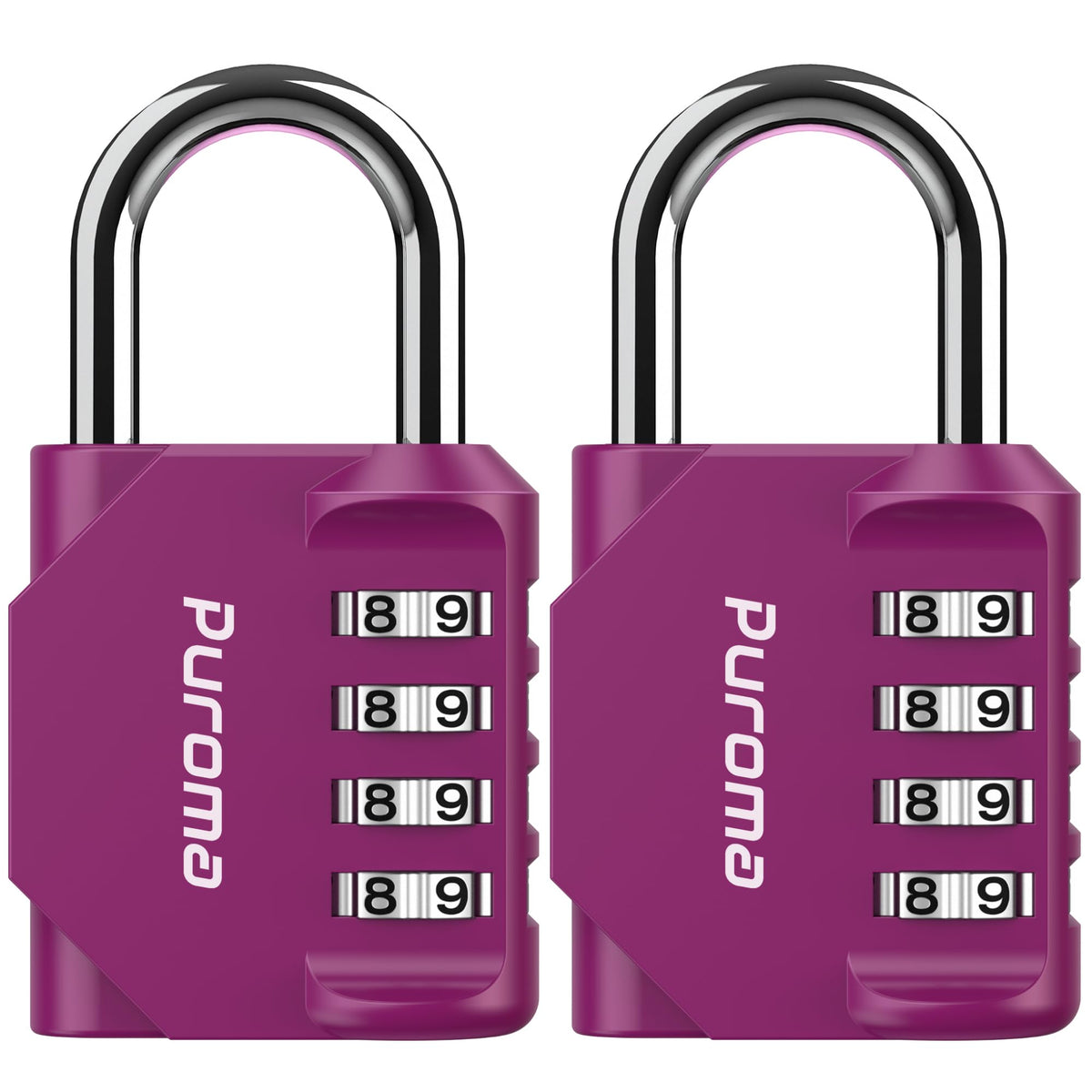 Puroma 2 Combination Lock Locker 4 Digits Combo Padlock Gym Silver & Black