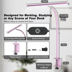 Airlonv LED Desk Lamp with Clamp, 17" Stepless Dimming Light, Black