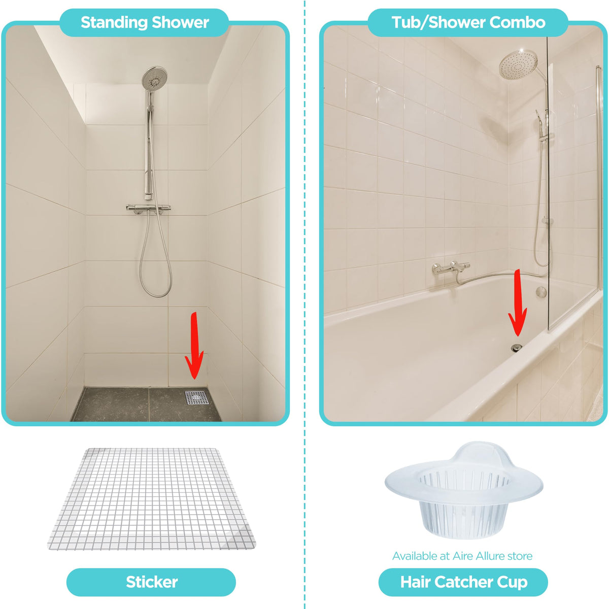 25 Pack Disposable Shower Drain Hair Catcher Mesh Stickers - Peel & Stick Drain Strainers to Prevent Clogs, Strong Waterproof Adhesive, Mess-Free Disposable Drain Covers for Shower & Bathtub