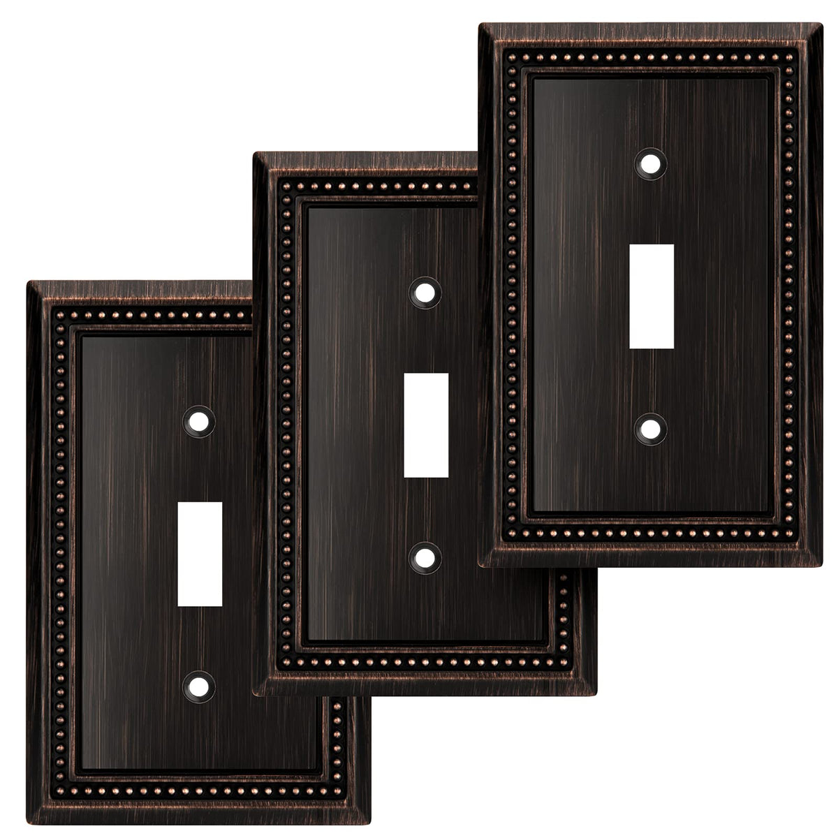Sunken Pearls Heavy-Duty 4 Toggle Light Switch Plate, Antique Brass, 1 Pack