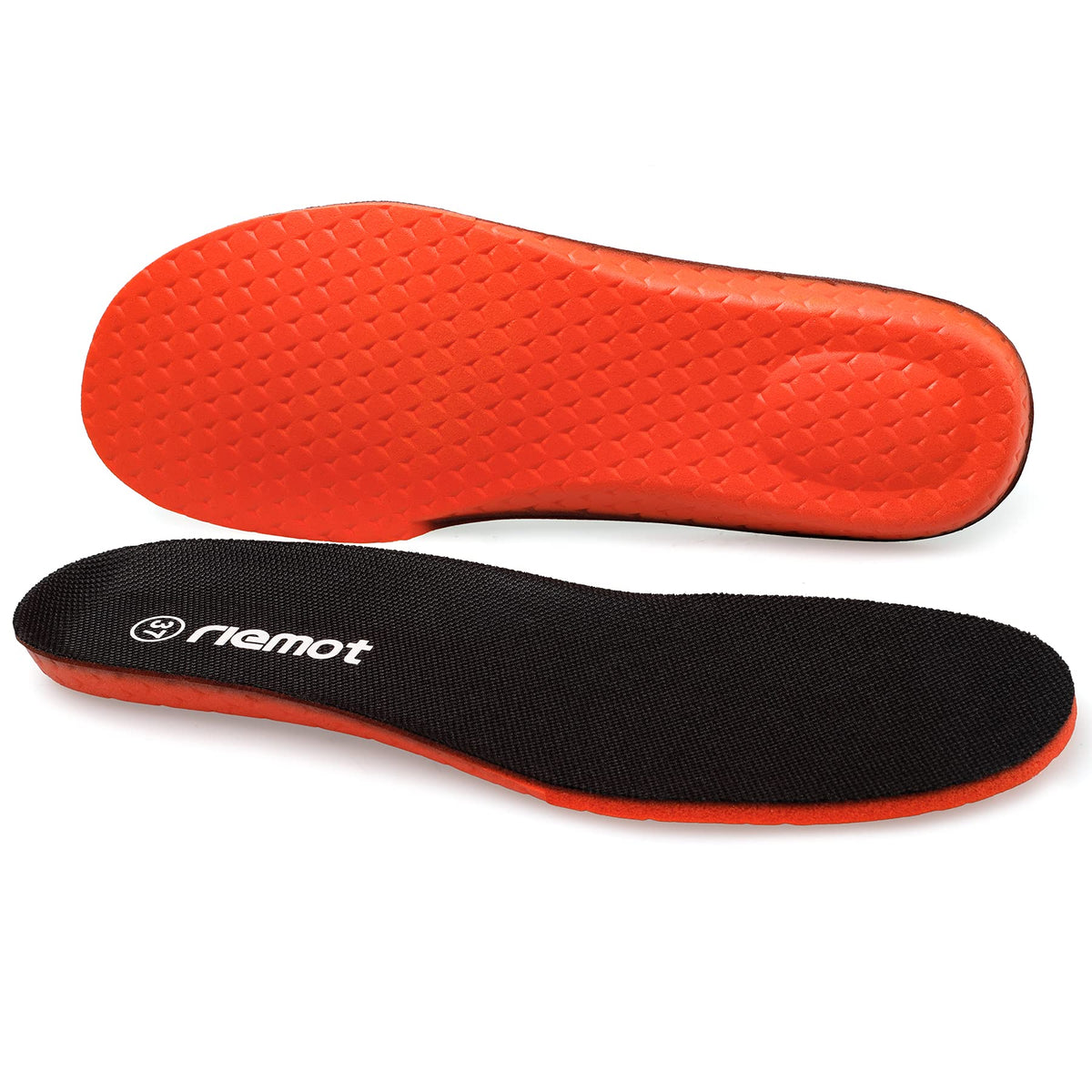 riemot Memory Foam Insoles for Men and Women - Replacement Shoe Inserts Comfort Cushioning for Sports Shoes, Trainers, Sneakers, Work Boots and Walking Shoes, Black with Yellow Base, UK8 / EU42