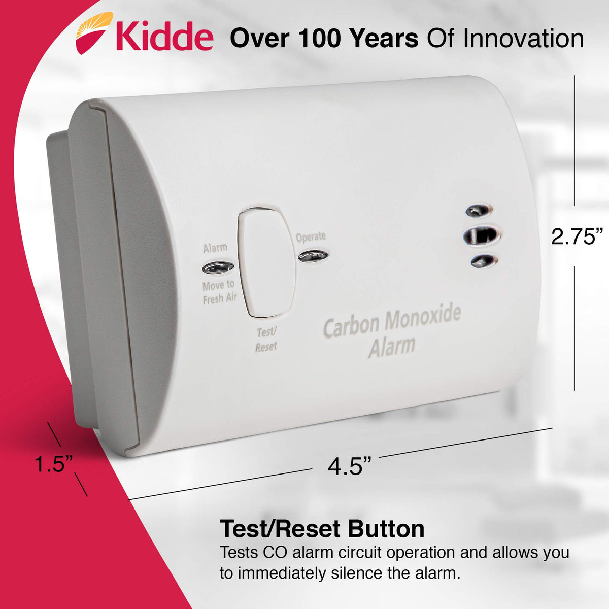 Kidde Carbon Monoxide Detector, AA Battery-Powered, COB