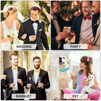 URAQT Men Pre-Tied Solid Satin Bow Tie, Adjustable Formal Bowtie