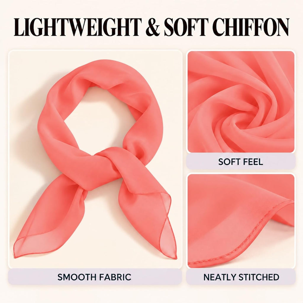 WESTEND CHOICE Square Chiffon Scarves Women's Neck Scarf 50s Retro Bandana