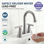 Matte Black Bathroom Faucet, Hurran 4 inch Centerset 2-Handle Lead-Free