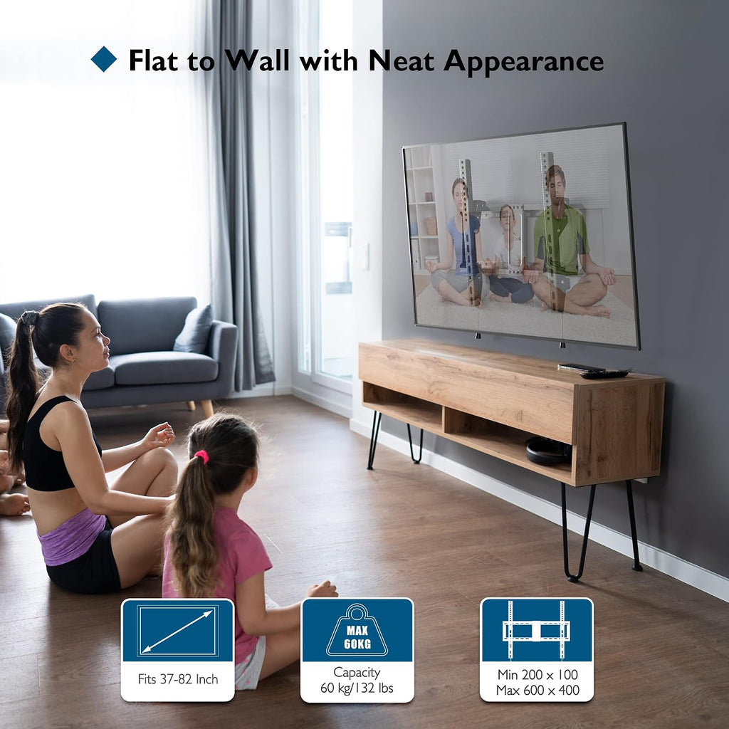 BONTEC TV Wall Bracket for 37-82 Inch TVs, Tilt TV Wall Mount, Up to 60 kg