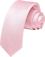 HISDERN Skinny Tie Solid Color 6cm Slim Ties for Men Wedding Classic Formal Business Necktie
