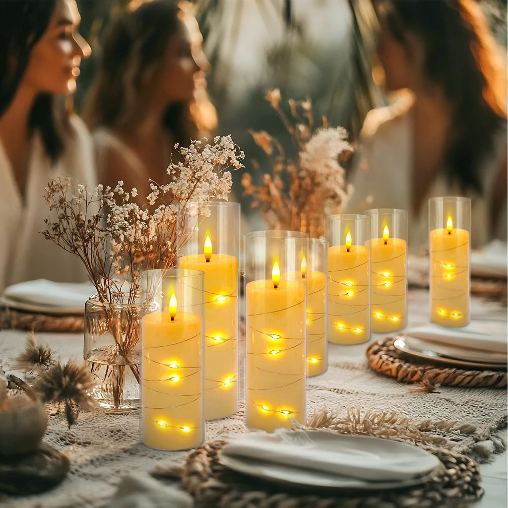 YOROXRG Solar flameless Candles Outdoor Waterproof,Dusk to Dawn Outdoor Lighting, Flickering fameless Reusable LED Light Candles for Lantern Garden Camping and Home Decor, 3D Wick (3"X6") Set of 2