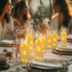 YOROXRG Solar flameless Candles Outdoor Waterproof,Dusk to Dawn Outdoor Lighting, Flickering fameless Reusable LED Light Candles for Lantern Garden Camping and Home Decor, 3D Wick (3"X6") Set of 2