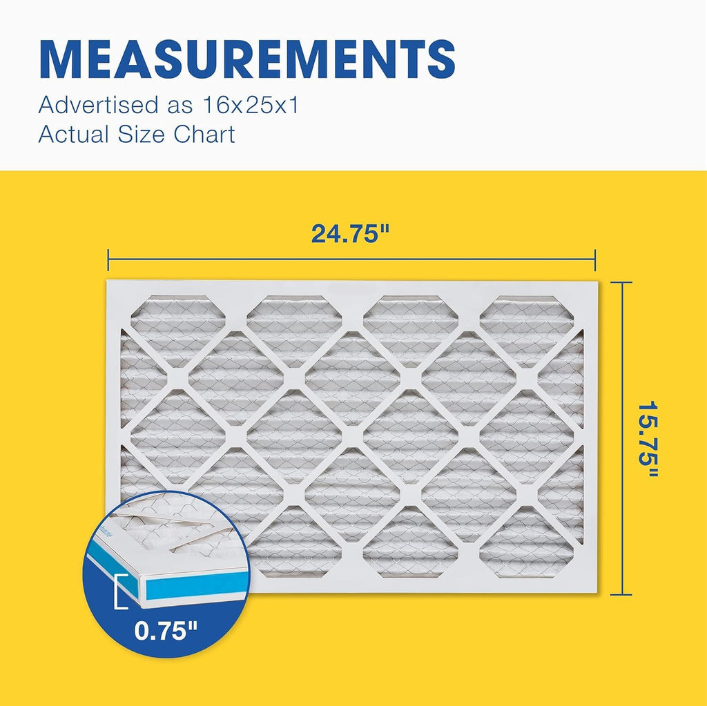 Aerostar Air Filter 16x25x1 MERV 8 AC Filter, HVAC, Furnace Filter, 6 Pack