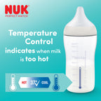 NUK Perfect Match Baby Bottle | 3+ Months | 260ml | Anti Colic Feeding Bottle | PP | Temperature Control Indicator | Hippo | 3 Count