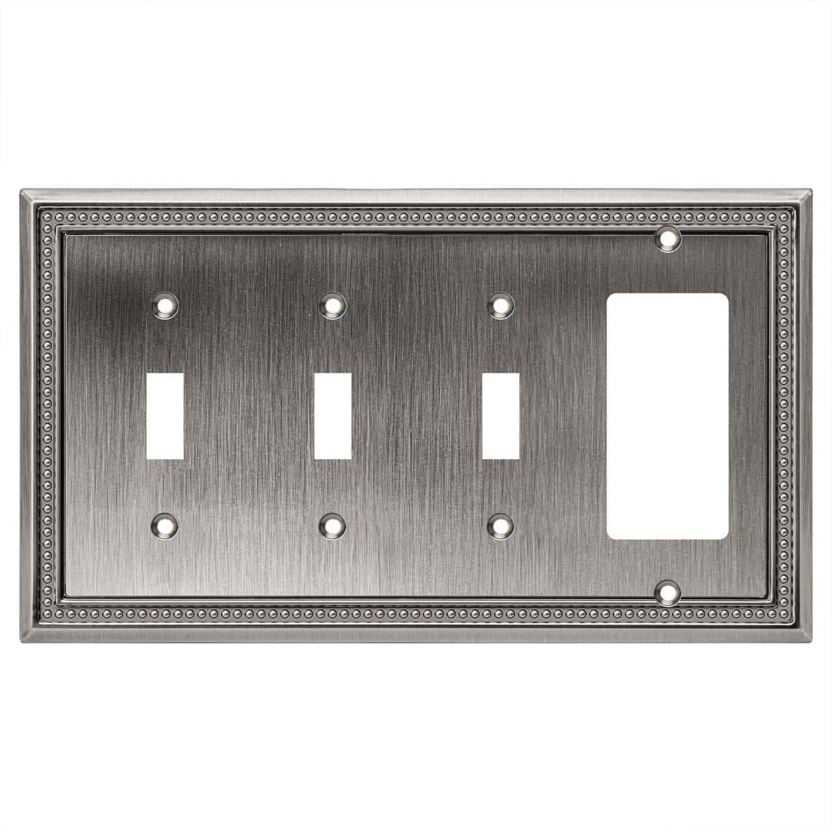 Sunken Pearls Heavy-Duty 4 Toggle Light Switch Plate, Antique Brass, 1 Pack