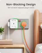 LENCENT 3 Way Plug Extension Socket with 2 Fast Charge USB, PD45W USB C