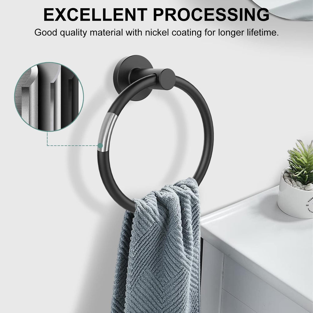 SetSail Towel Holder for Bathroom Wall Matte Black Towel Ring