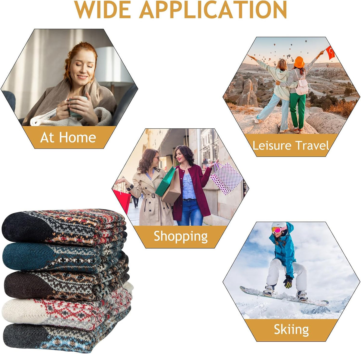 Ladies Socks Wool Thermal Fluffy Gifts For Women 5 Pairs