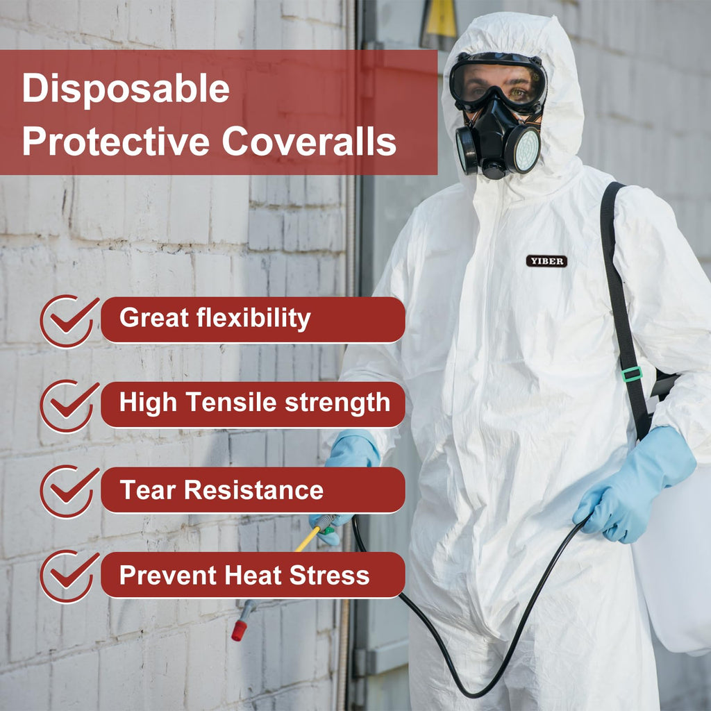 Hazmat suit, Disposable coveralls for Painting, Ideal Halloween Cosplay Hazmat Costume, White, Medium, 2