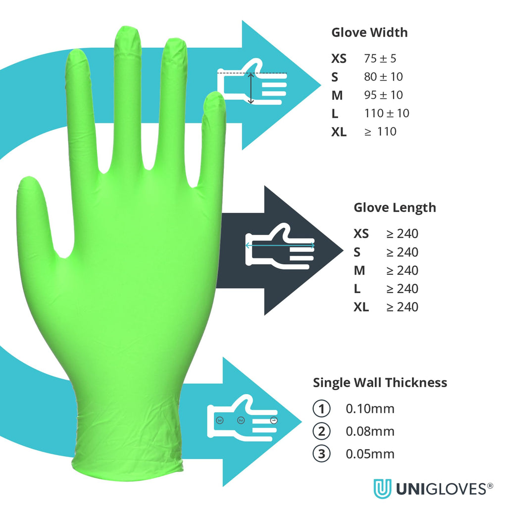 UNIGLOVES Black Pearl Nitrile Examination Gloves - Multipurpose, Powder Free and Latex Free Disposable Gloves - Box of 100 Gloves, Black, Large (GP0034)