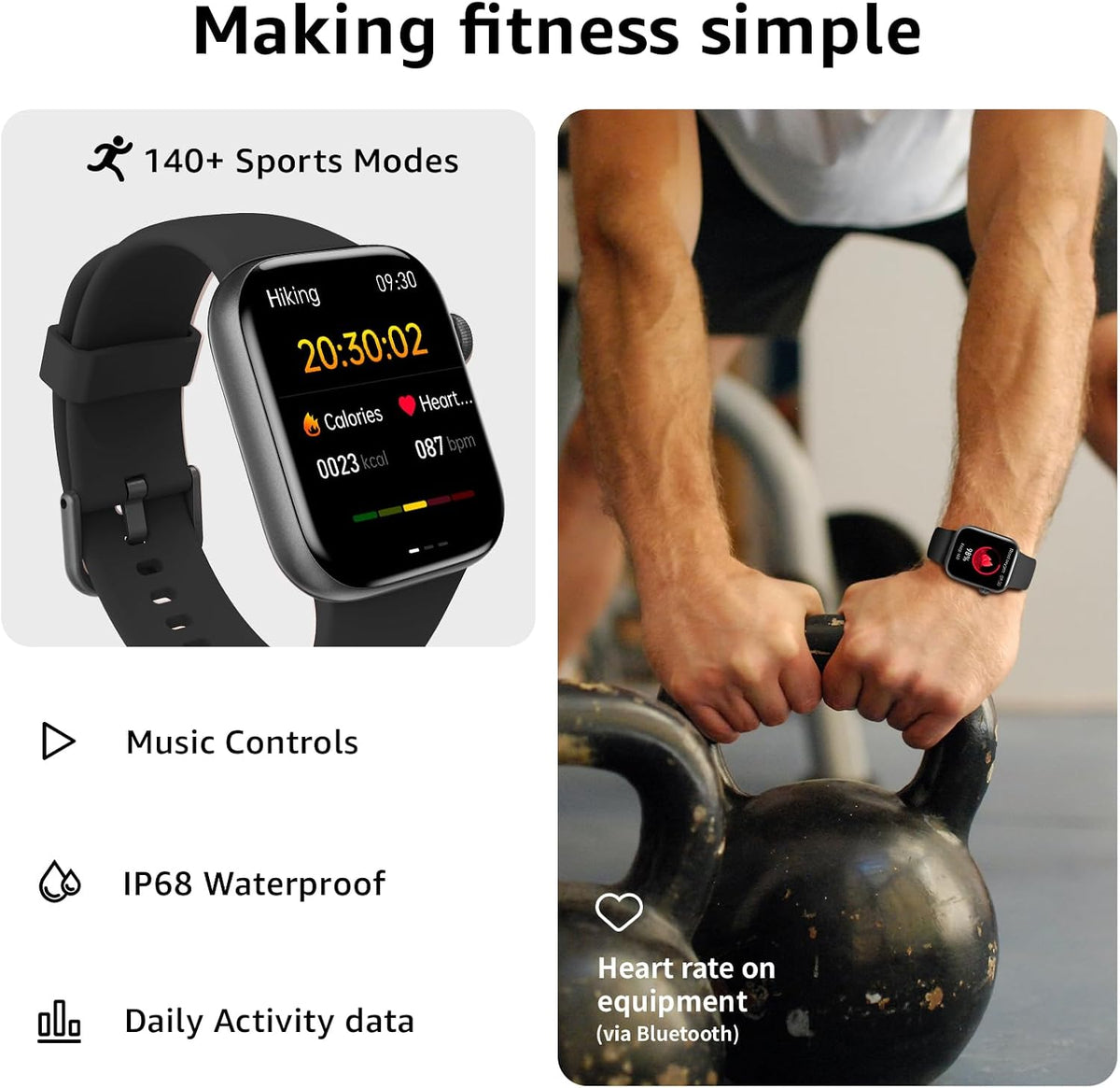 Smart Watch for Men Women Answer/Make Call,1.85" Smartwatch, Fitness Watch with Heart Rate Blood Pressure Sleep Monitor,140+Sports,IP68 Waterproof Step Counter Watch Compatible with Android IOS