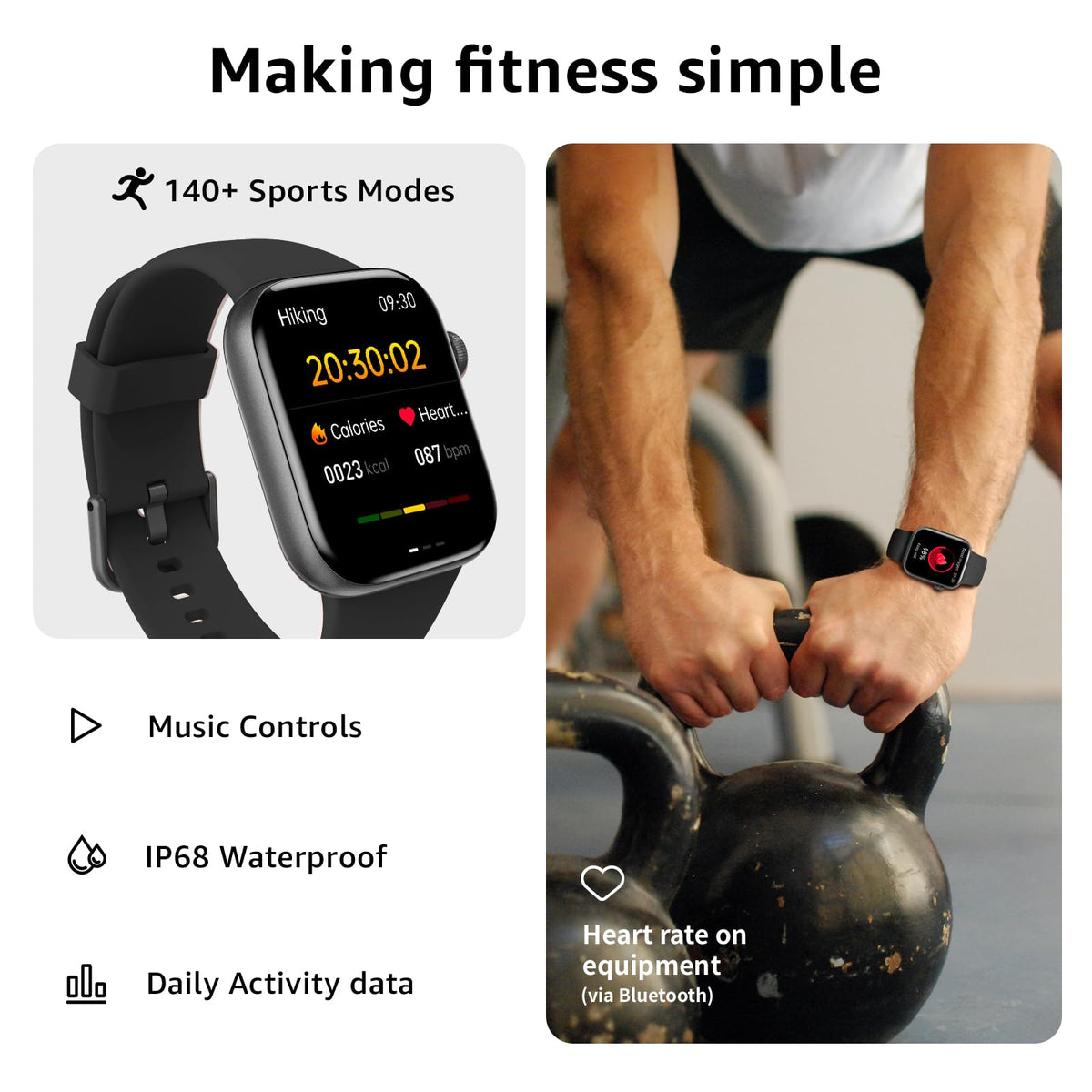 Smart Watch for Men Women Answer/Make Call,1.85" Smartwatch, Fitness Watch with Heart Rate Blood Pressure Sleep Monitor,140+Sports,IP68 Waterproof Step Counter Watch Compatible with Android IOS