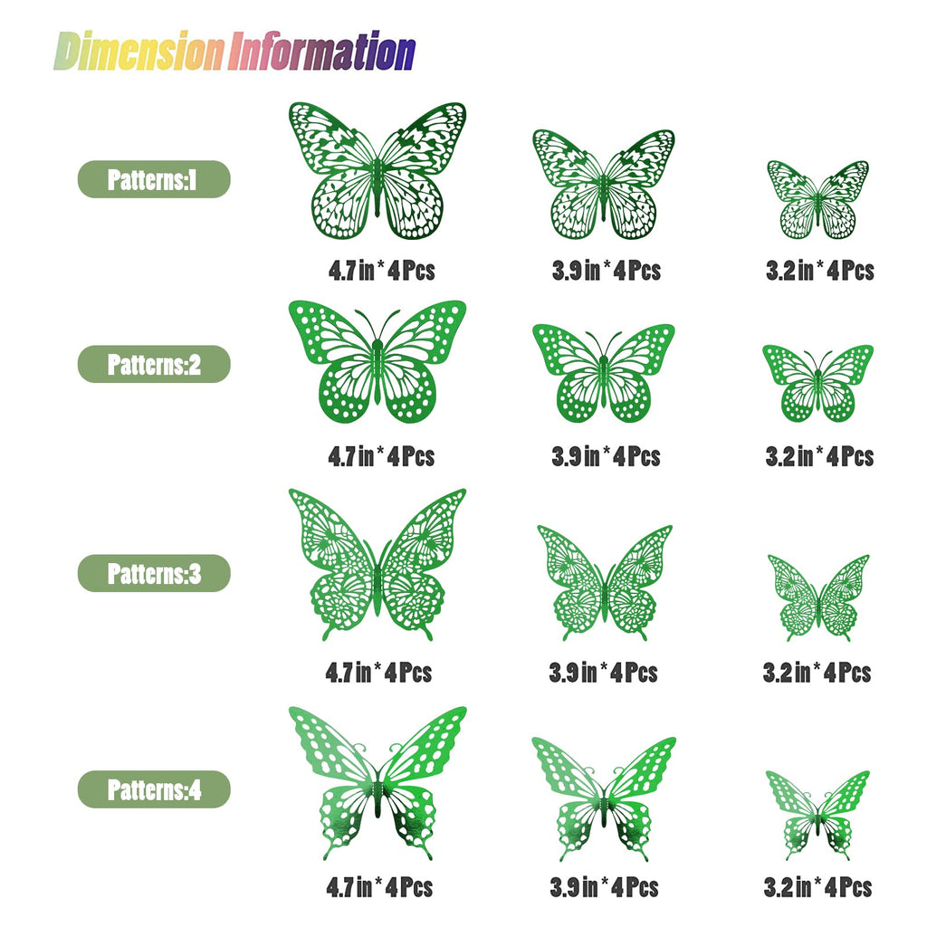 SAOROPEB 3D Butterfly Wall Decor 48 Pcs Gold Butterfly Birthday Decorations