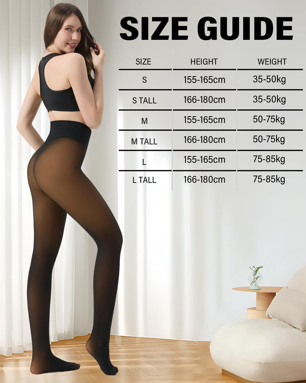 HOWIN Fleece Lined Tights Winter Thermal Tights for Women Fake Translucent