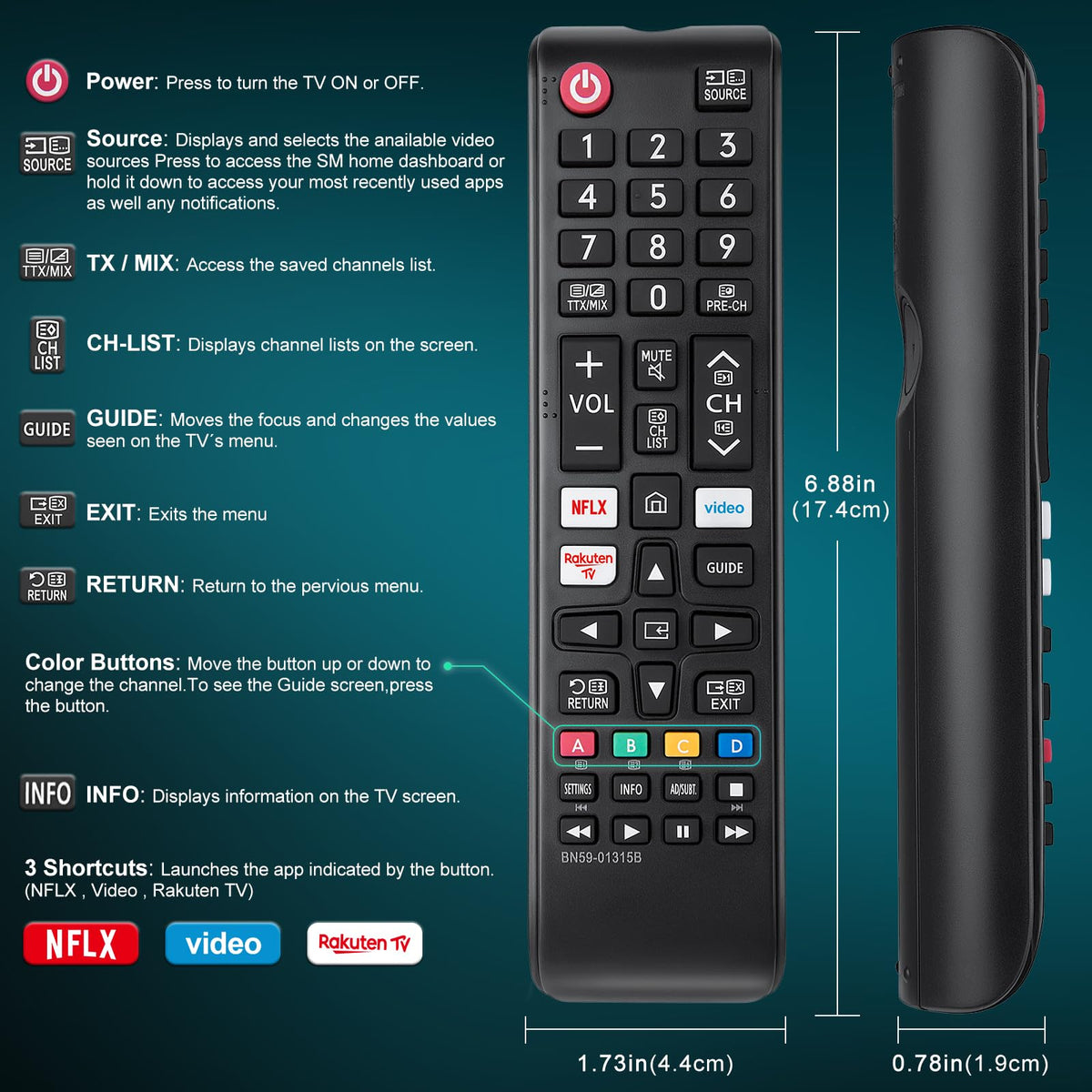 for JVC-TV-Remote-Control, Universal Replacement RM-C3338 for JVC Smart TV