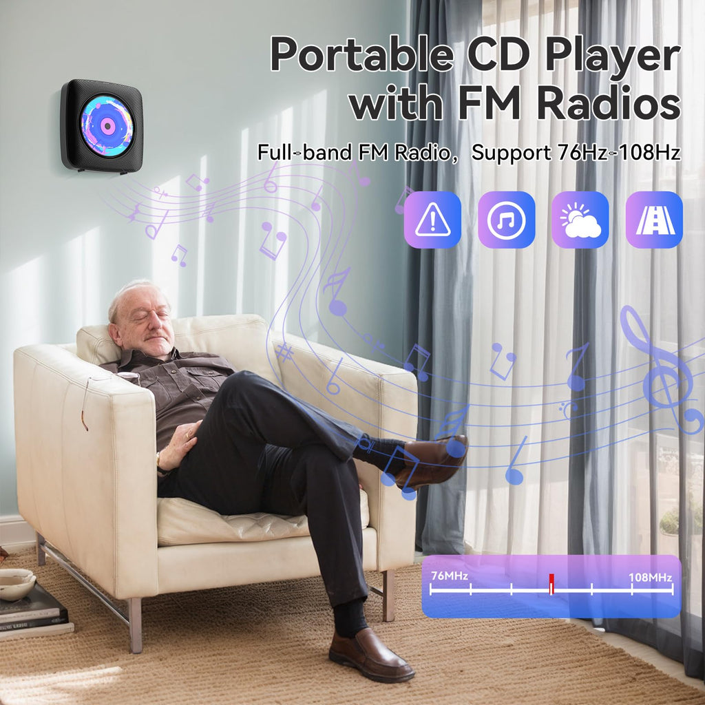 CD Player Portable: Kegaudio CD Players for Home with Speakers Bluetooth