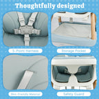 Baby High Chair Foldable Highchair, High Chairs for Babies and Toddlers Adjustable Height & Reclining Seat Detachable Double Tray, Ergonomic Feeding Portable Highchairs for Newborn 6 Months to 5 Years
