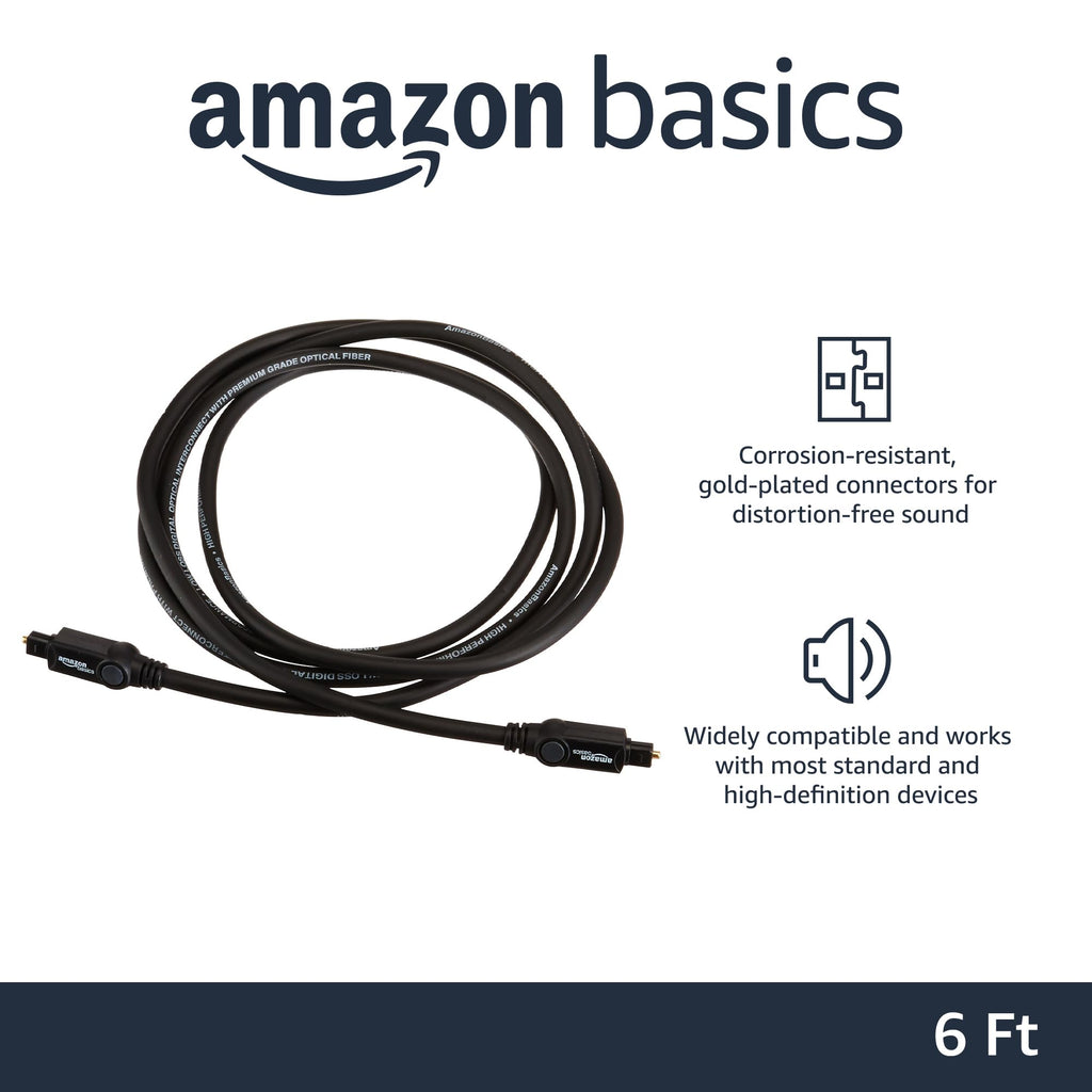 Amazon Basics Toslink Optical Audio Cable for Sound Bar, Home Theatre, 1 m, Black