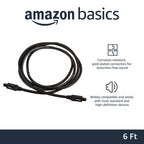 Amazon Basics Toslink Optical Audio Cable for Sound Bar, Home Theatre, 1 m, Black