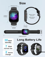 RUIMEN Smart Watch Answer Dial Call,Smart Watches for Women Men 1.85" HD Screen Fitness watch with SpO2 Heart Rate Sleep Monitor Step Counter Waterproof 100+ Sports Mode for Android iOS (2 Bands)