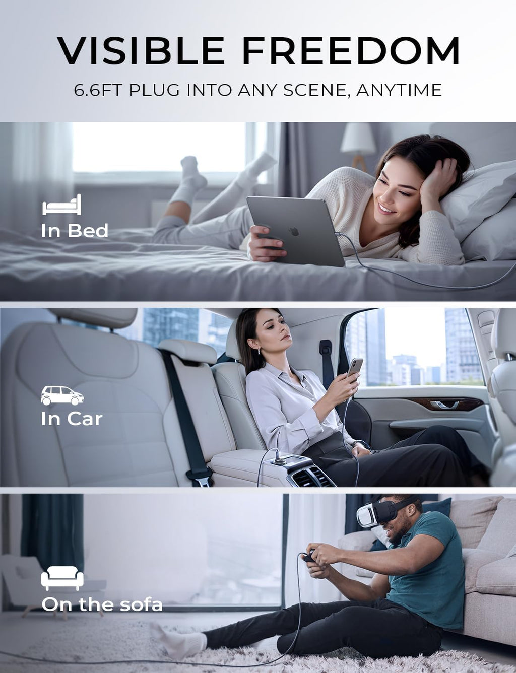 LISEN USB C to USB C Cable Charger 60W 4-Pack [0.5/1/2/2M] USBC to USBC