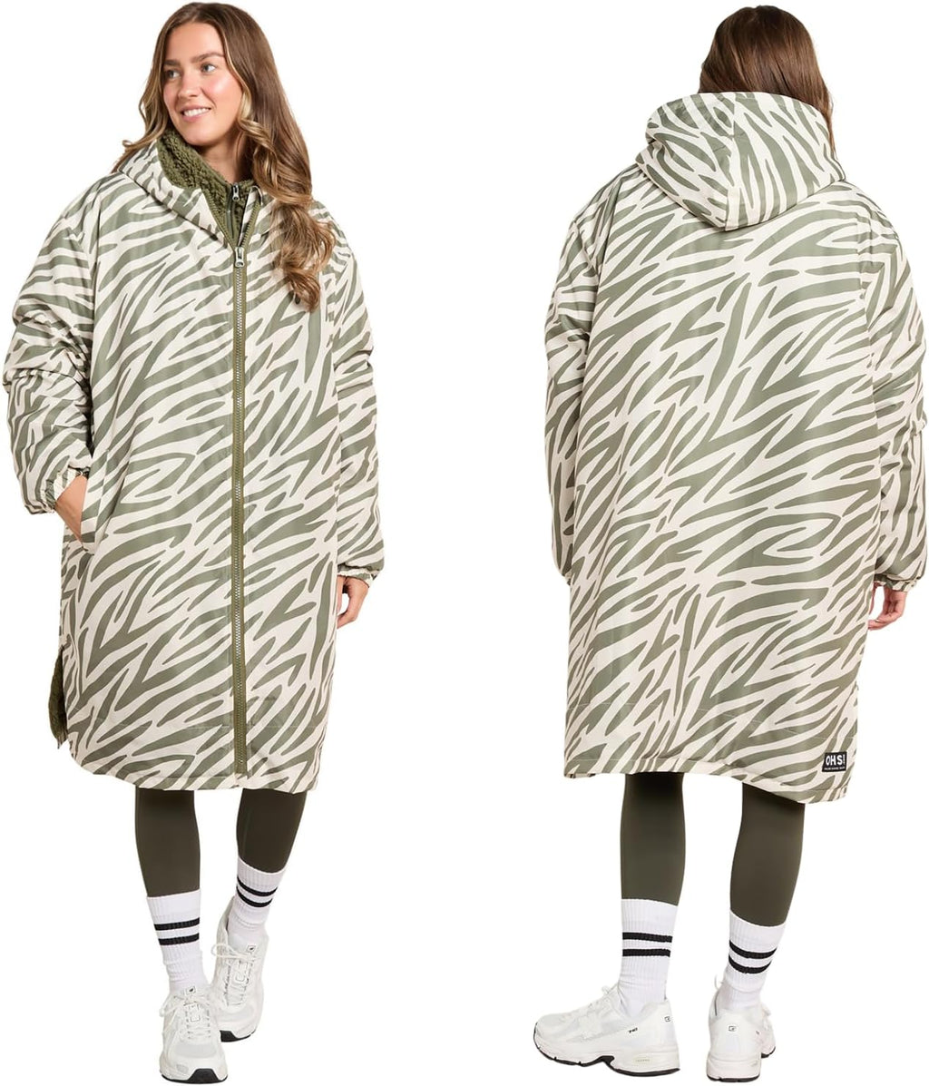 OHS Adults Drying Robe, Water-Resistant Changing Robe Gifts for Women Comfy Sherpa Privacy Robes for Women Men, Stay Dry Jacket Swimming Camping Drying Robes - S/M, L/XL