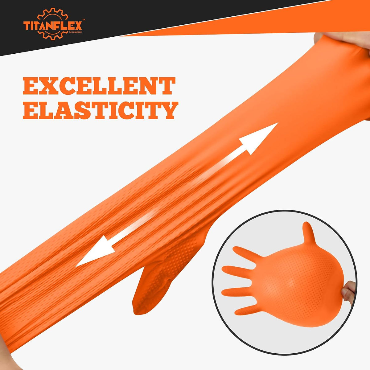 TitanFlex Heavy Duty Industrial Orange Nitrile Gloves, 8-mil, Gloves Disposable Latex Free with Raised Diamond Texture Grip, Powder Free, Rubber Glove, Mechanic Gloves,50-ct Box (Small)