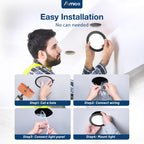 Amico 12 Pack 3 Inch LED Recessed Lighting, Canless Wafer Downlight, White