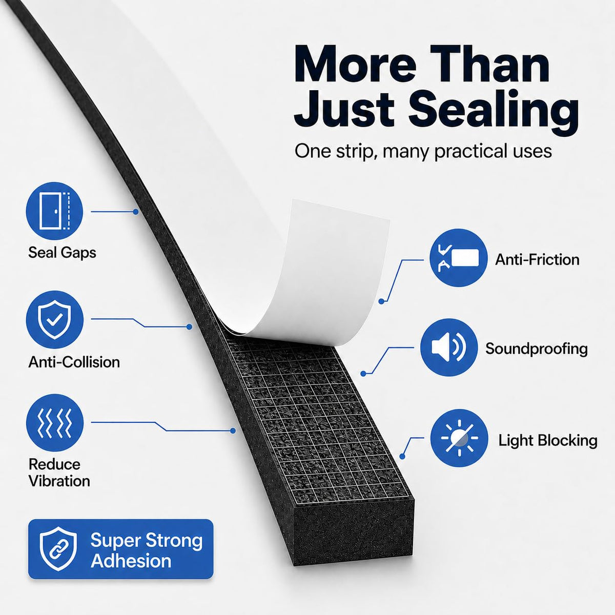 EVA Weather Stripping Foam Insulation Tape with Adhesive Foam Door Seal Weather Strip for Door Frame/Window/Gaps/Insulation/Buffer