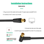 Ancable TV Aerial Cable with Coaxial Adapter 1M White TV Ariel Lead