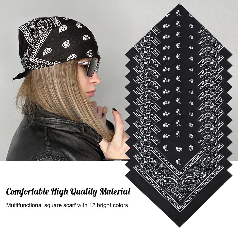 Aomig Bandana Head Scarf for Men and Women, Stylish Cowboy Headband Handkerchief, Multi-purpose Hair Scarf Paisley Print Unisex Headwraps, Bib Party Face Covering Headwear for Motorcycling