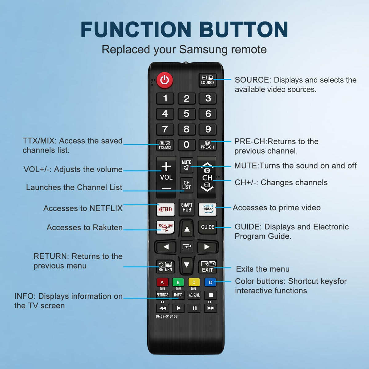 for Samsung TV Remote, for Samsung Smart TV Remote Control Replacement