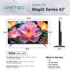 Antteq 32 Inch TV, Central Stand Design TV 720P Freeview HD Dolby Audio DVB T2/S2 LED Television, HDMI USB Media Player Monitor PS5 Xbox, Standard Nonsmart TV Small Screen for Bedroom Kitchen Black