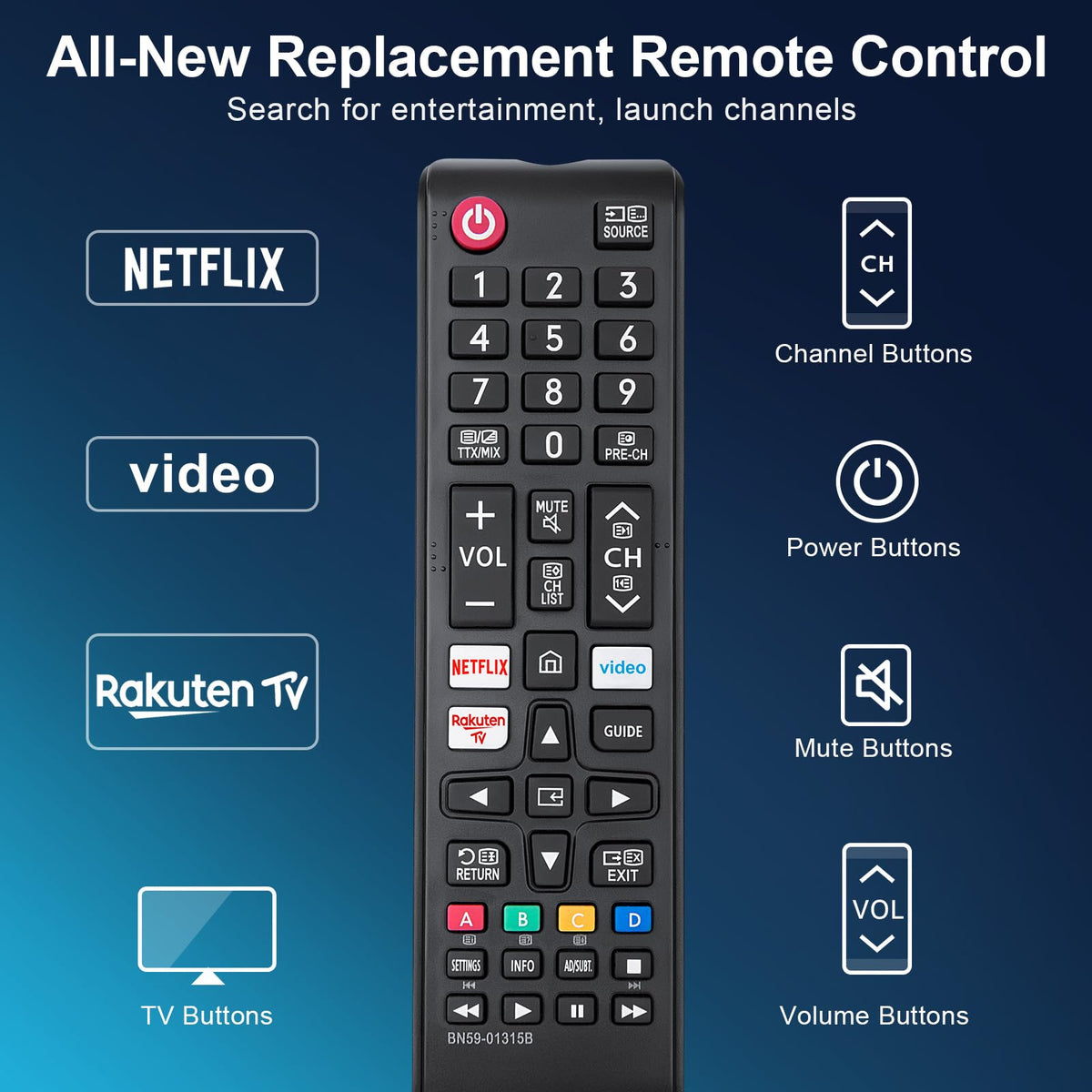 for Toshiba Remote Control T-8561, Universal for Toshiba Smart TVs